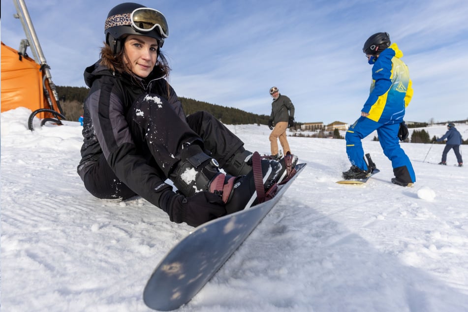 Eileen Selbmann (32) lernte in der Skischule das Snowboarden.