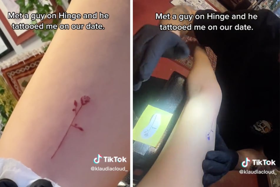 One TikToker got inked up by her tattoo artist Hinge date, marking a sweet start to their love story.