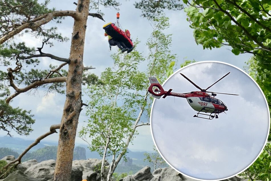 Einsatz am Carolafelsen: 66-Jähriger stürzt in Felsspalte - Rettung per Helikopter