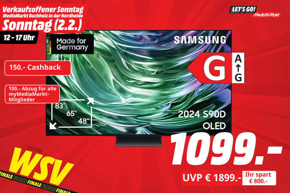 55-Zoll Samsung-Fernseher für 1.099 statt 1.899 Euro.