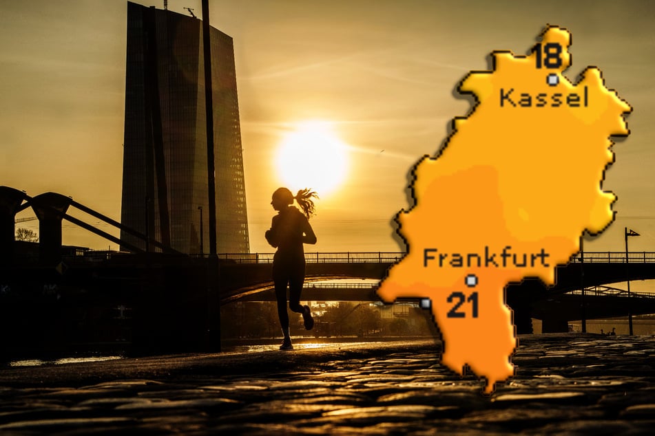 Sonnenaufgang in Frankfurt: Auch in den kommenden Tagen hält das frühlingshafte Wetter an.