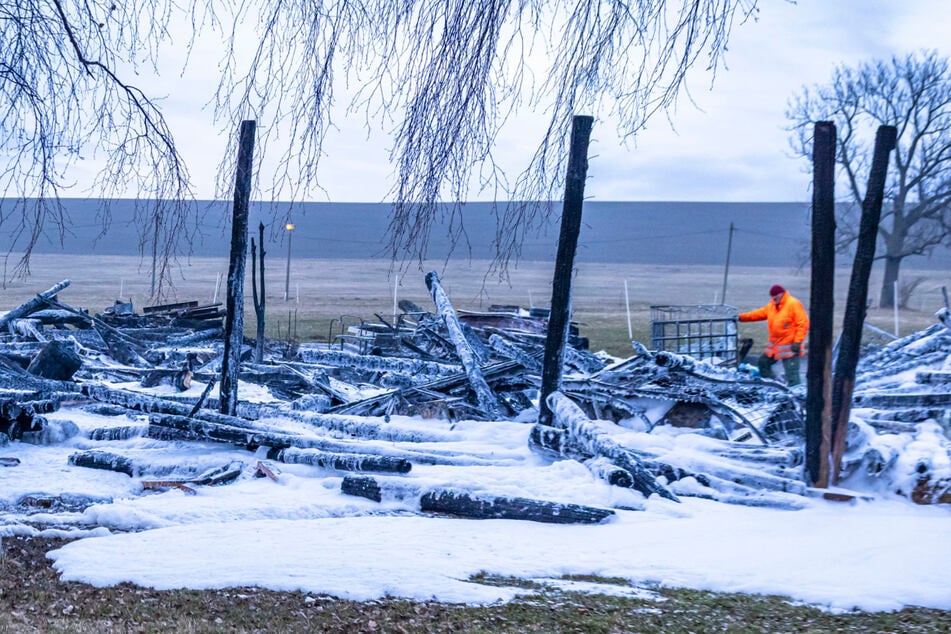 Am Tag nach dem Brand steht Tilo Jäschke (71) in den Überresten seiner Halle.