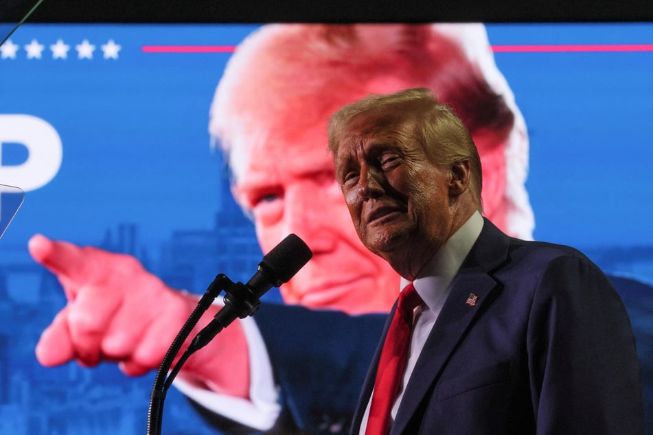 Republican presidential nominee Donald Trump attends his campaign rally at Van Andel Arena in Grand Rapids, Michigan.