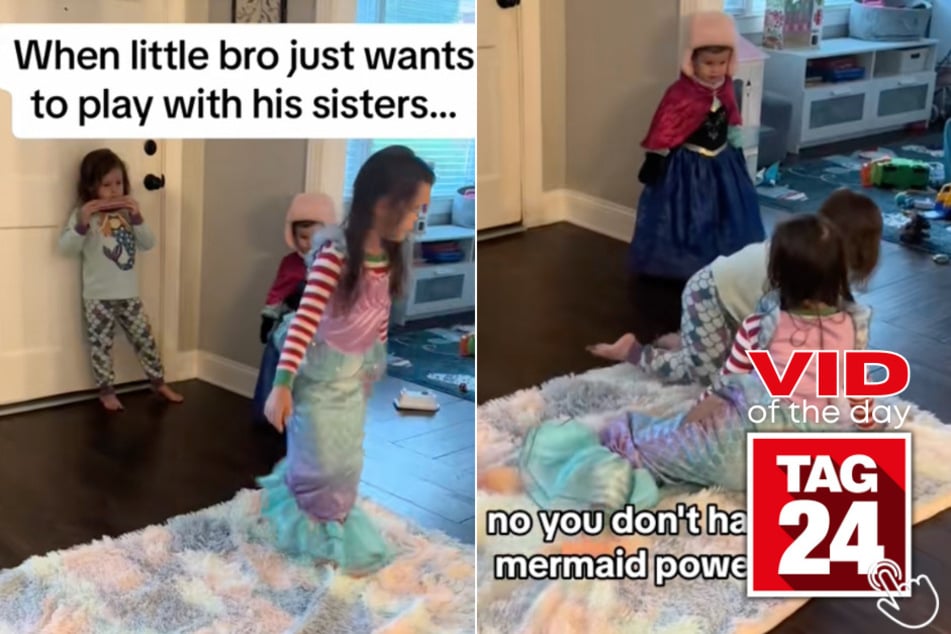 Today's Viral Video of the Day features a mom who caught her son trying to join in on his little sisters' playtime fun!