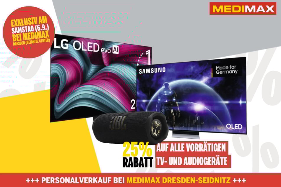 25 Prozent Nachlass auf alle Geräte aus dem Bereich TV und Audio.