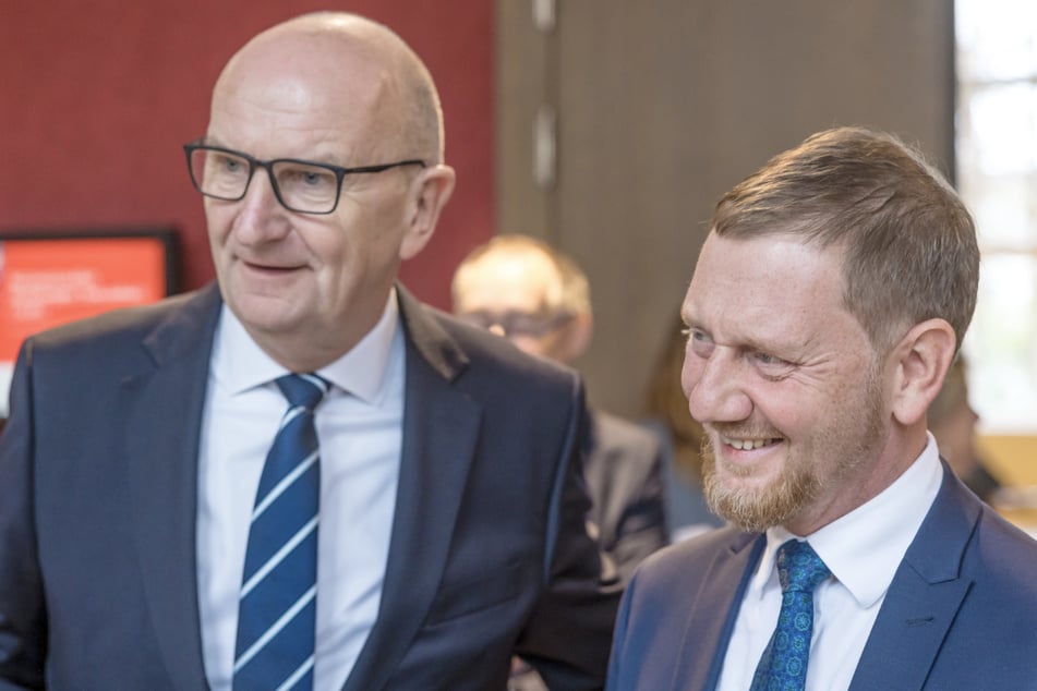 Zwei Ministerpräsidenten unter sich: Sachsens Michael Kretschmer (49, CDU) und Woidke.