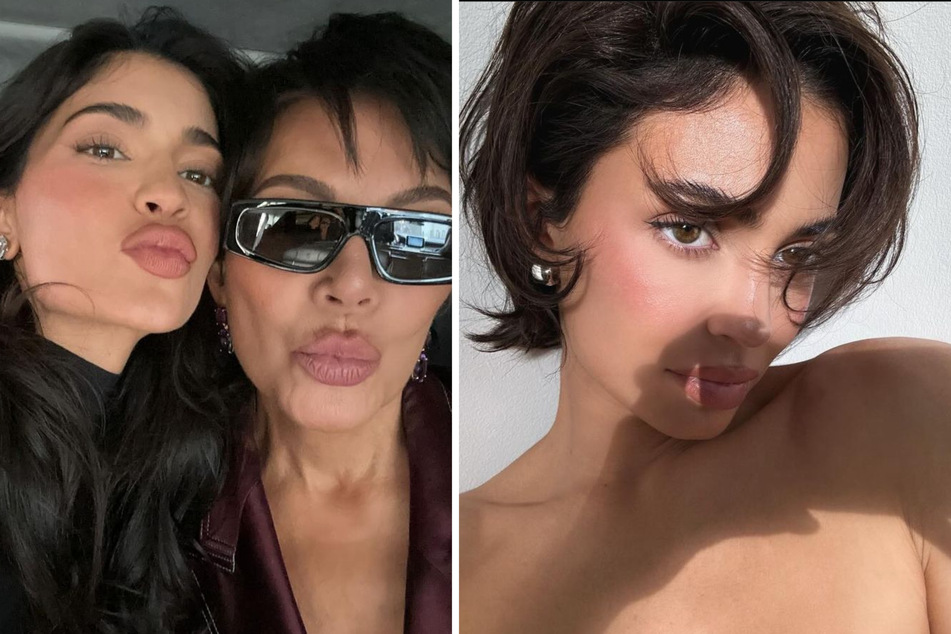 Kylie Jenner paid homage to her mom, Kris Jenner (c.), in her latest social media selfie.