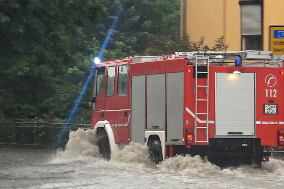 In der Meininger Innenstadt standen zahlreiche Straßen unter Wasser.