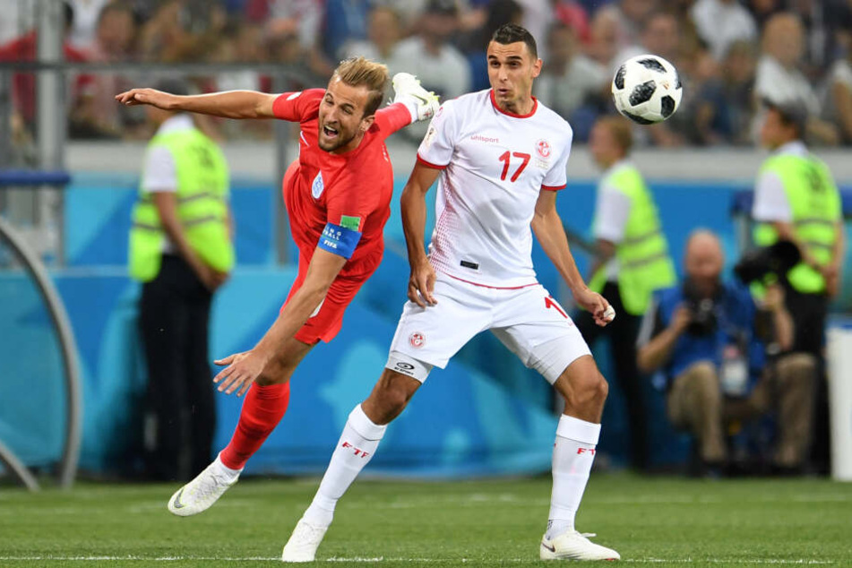 Ellyes Skhiri absolvierte bisher 23 Länderspiele für Tunesien (hier bei der WM 2018 gegen Englands Harry Kane).
