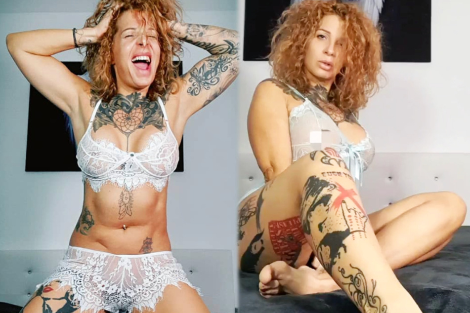 Die Montage zeigt zwei Screenshots aus dem Instagram-Profil von Tattoo- und Erotik-Model Samy Fox (38).
