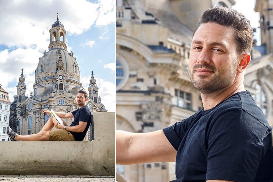 Daniel Völz (34) probt derzeit für das Stück "Spielplatzhirsche" an der Comödie. Zur Dresdner Frauenkirche hat er eine ganz besondere Verbindung.