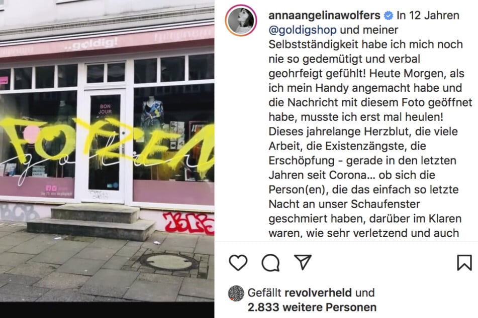 Bei Instagram veröffentlichte Anna Angelina Wolfers (43) ein Video, das das Ausmaß des Farb-Anschlags zeigt.