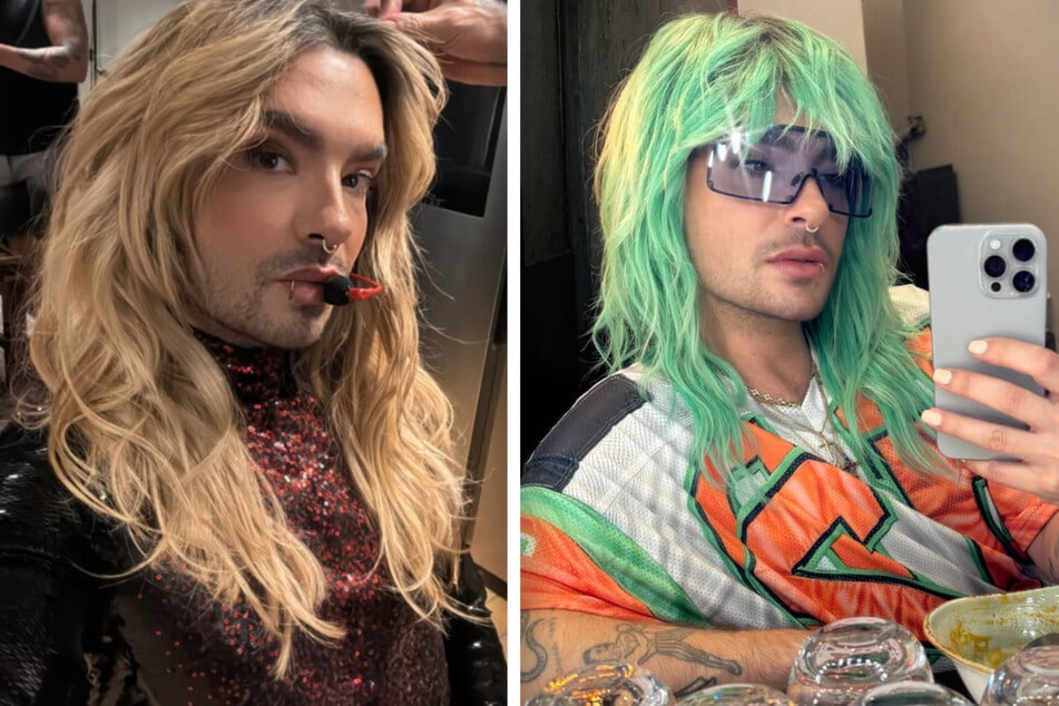 Vorher, nachher: Bill Kaulitz (35) tauscht seine blonden Locken gegen einen grünen Shag Cut.
