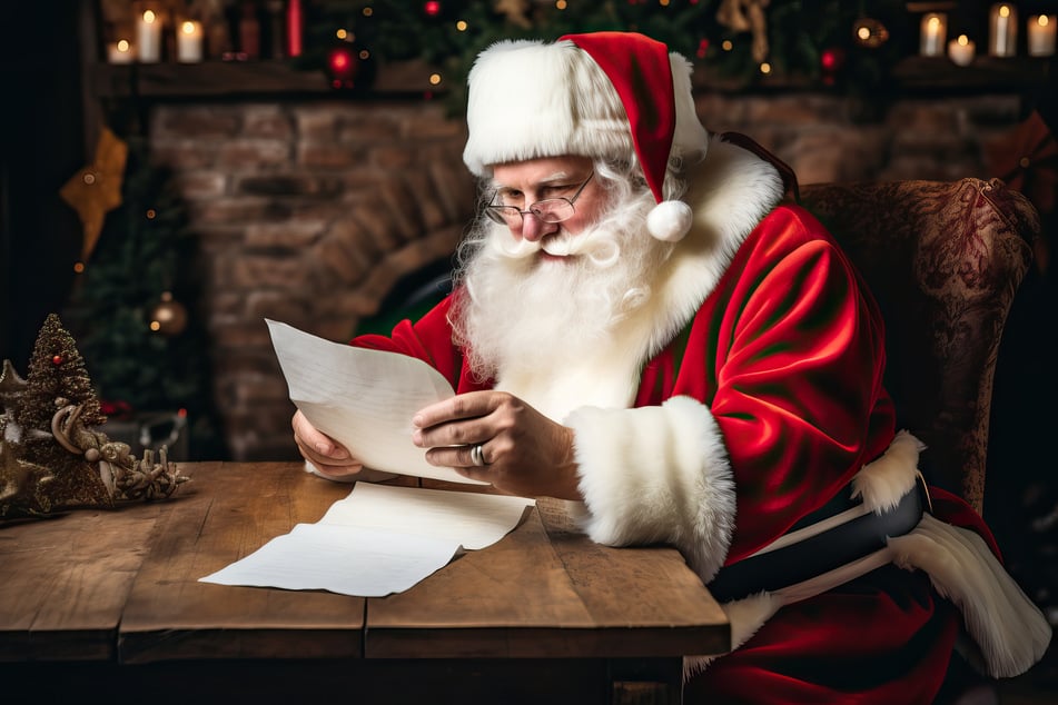 Der Weihnachtsmann liest alle Wunschzettel der Kinder.