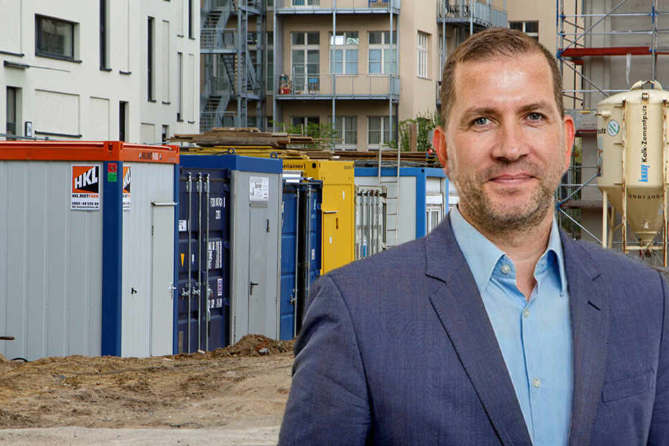 Dr. Robert Momberg (kl. F.) ist Hauptgeschäftsführer des sächsischen Bauindustrieverbandes. Er beklagt Millionenverluste seiner Mitgliedsfirmen durch Diebstahl auf Baustellen und aus Baucontainern (gr. F.).