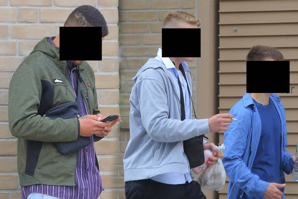 Carl S. (21), Florian K. (20, groß in der Mitte) und Milosz M. (21) wurden am Amtsgericht verurteilt.