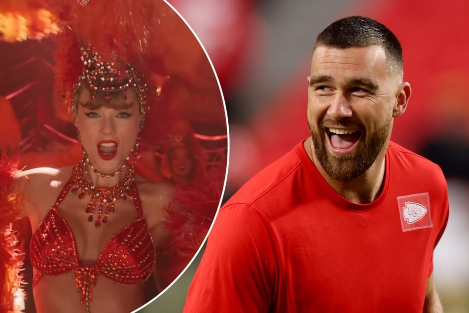 Travis Kelce paid homage to Taylor Swift's (l.) The Fate of Ophelia music video after scoring his 100th career touchdown.