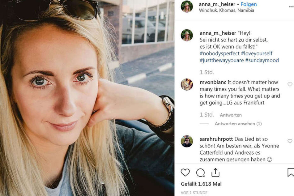 Anna (29) wirkt in diesem Posting nachdenklich - fast traurig.