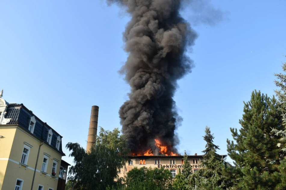 Die riesige Rauchsäule war über ganz Zittau zu sehen.