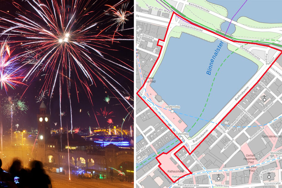 Silvester-Feuerwerk ist in diesem Jahr in Hamburg wieder erlaubt. Rund um die Binnenalster und auf dem Rathausvorplatz ist es allerdings verboten.