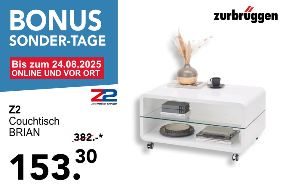 Der Z2 Couchtisch BRIAN für 153,30 statt 382 Euro.