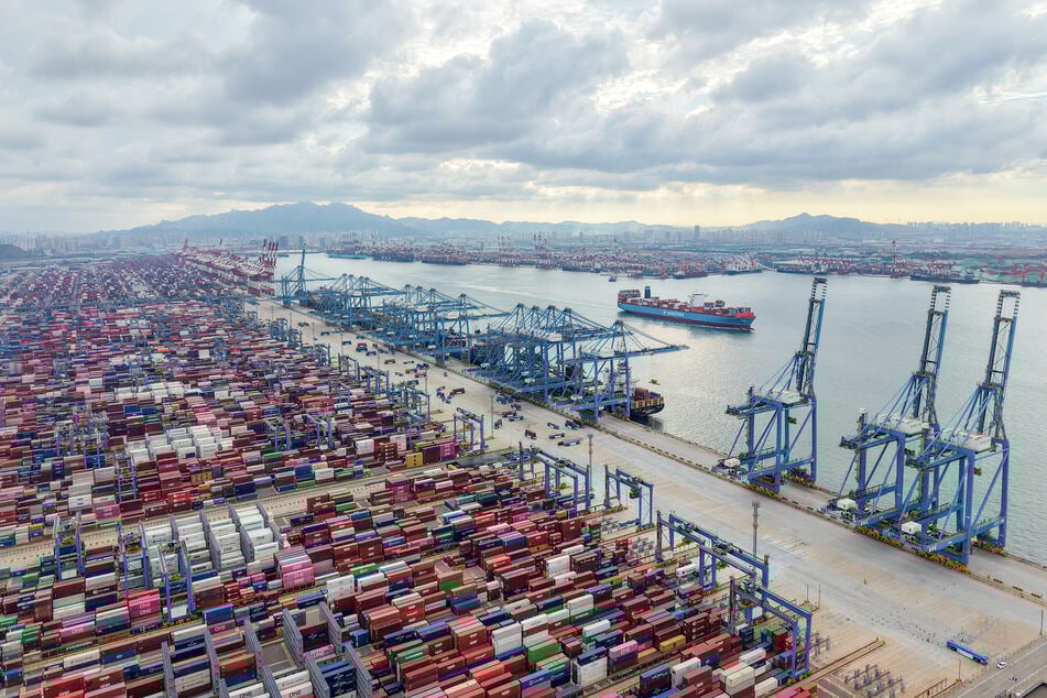 Shipping containers are pictured at the port in Qingdao, in China’s eastern Shandong province.