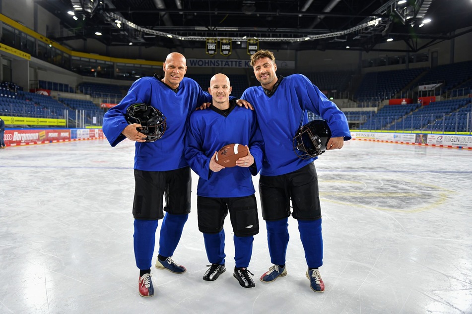 Thorsten Legat (55, l.), Fabian Hambüchen (36, m.) und Tobias Wegener (30) sind bei der Show des Kölner Senders am Start.