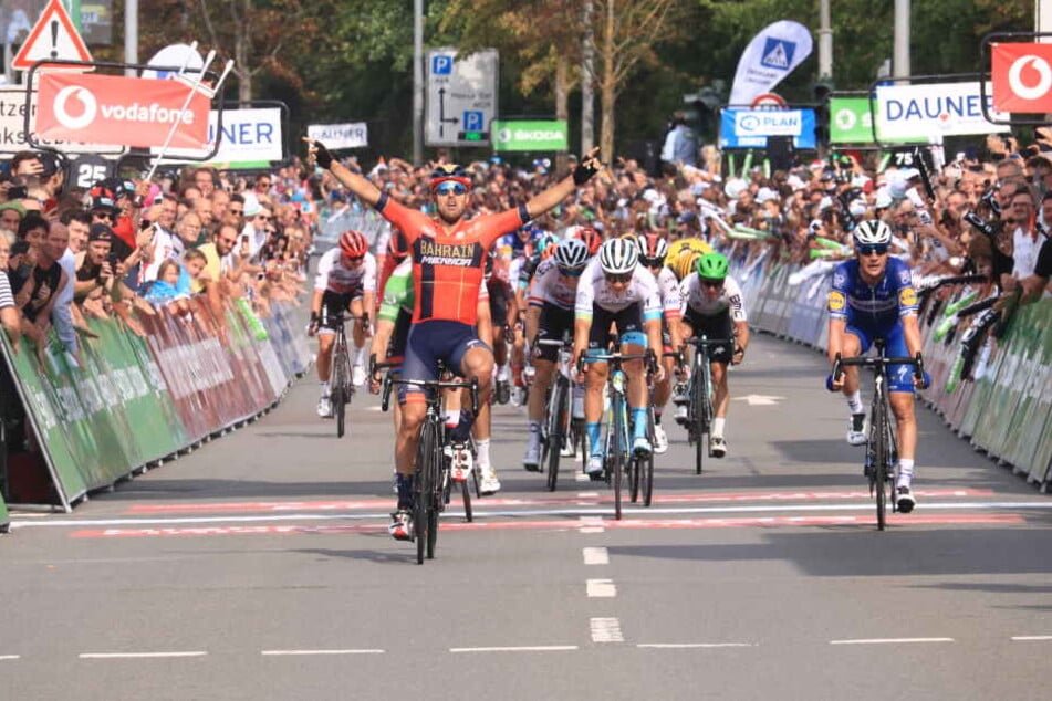 Sonny Colbrelli sicherte sich den Sieg der letzten Etappe in Erfurt.