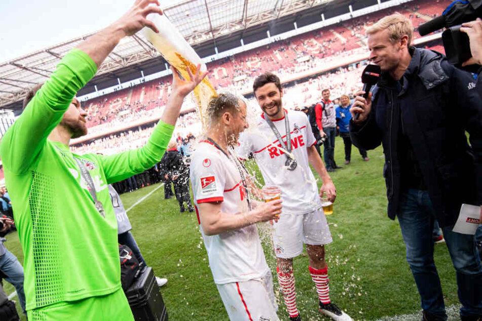 Matthias Lehmann (36) bekam eine Bierdusche zum Abschied und beendete seine Karriere.