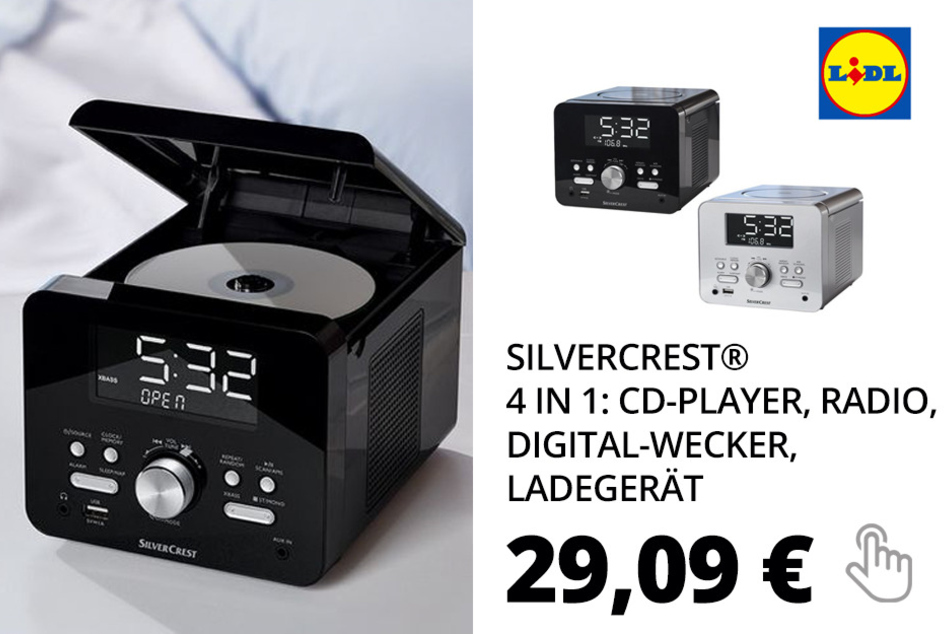 SILVERCREST® 4 in 1: CD-Player, Radio, Digital-Wecker und Ladegerät