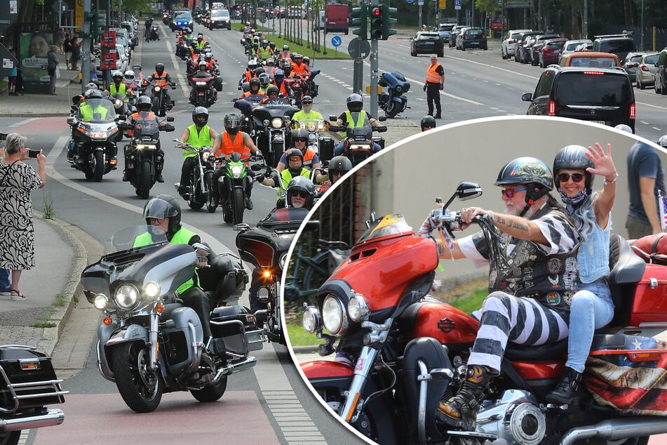 Dresden: Höhepunkt der "Harley Days": Hunderte Motorräder brettern durch Dresden
