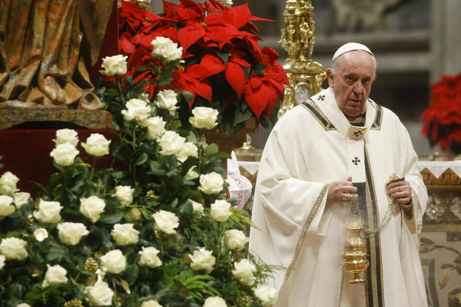 Pope Francis led the Christmas Holy Mass in Saint Peter's Basilica at the Vatican on Friday night, Christmas Eve.