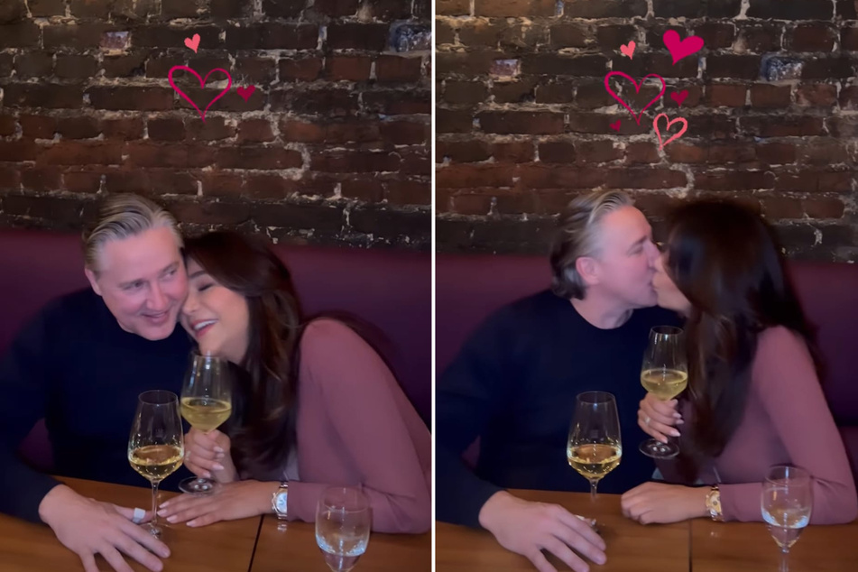 Verona Pooth (53) und ihr Franjo (52) wollen beim romantischen Abendessen nicht voneinander lassen. (Fotomontage)