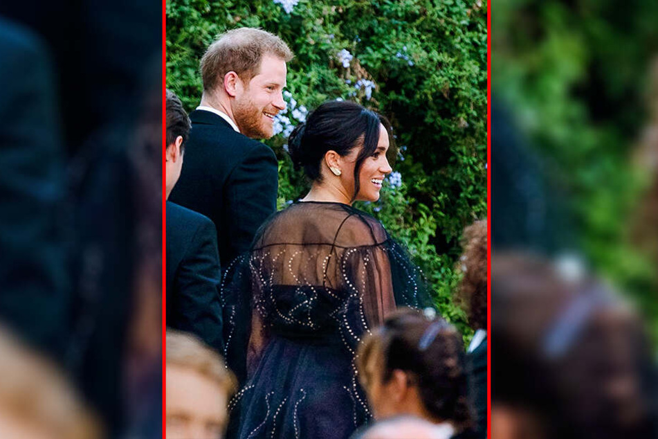 Der britische Prinz Harry, Herzog von Sussex, und seine Frau Meghan, Herzogin von Sussex, kommen zur Hochzeit von Designerin Misha Nonoo und Michael Hess in Rom an.