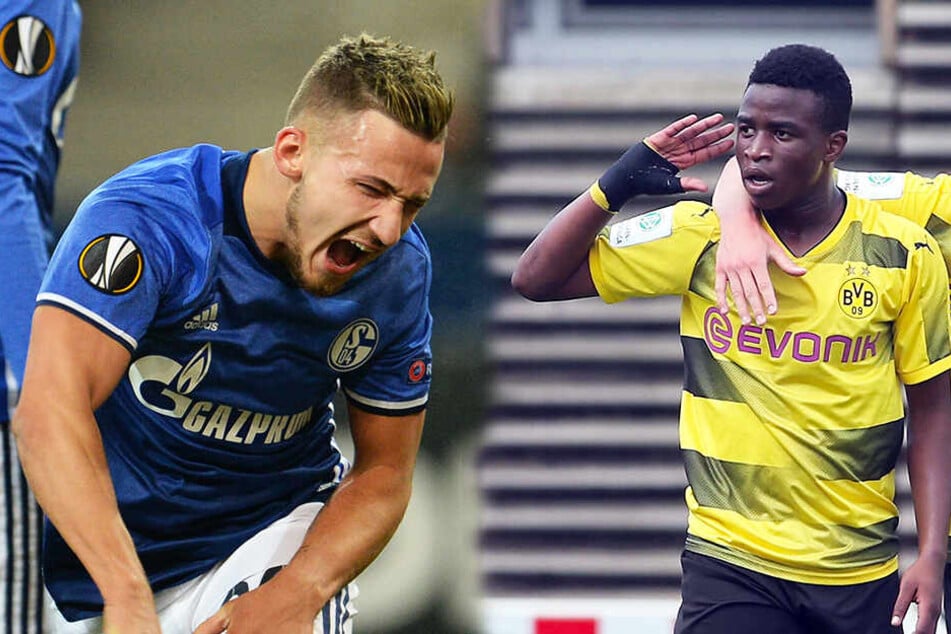BVB-Wunderkind Youssoufa Moukoko (r.) hat den Tor-Rekord von Ex-Schalke-Talent Donis Avdijaj gebrochen. (Bildmontage)