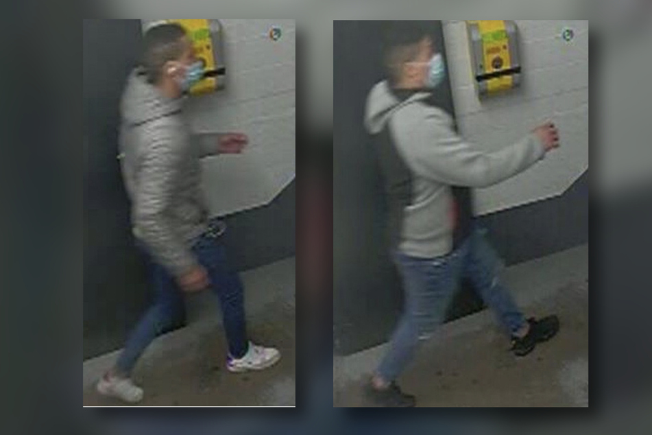 Die Polizei sucht nach den beiden Tätern. Der erste Tatverdächtige ist links im Bild zu sehen, der zweite Tatverdächtige rechts.