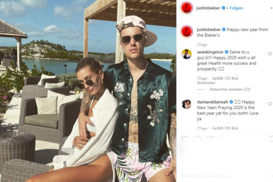 Frohes Neues von den Biebers. Justin und Hailey grüßten via Instagram ihre Fans.