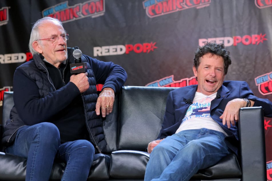 Christopher Lloyd (l.) und Michael J. Fox auf der Comic Con in New York.