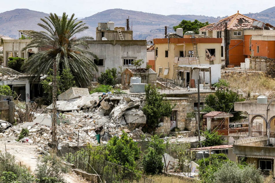 A destroyed building is pictured in the village of Zawtar al-Gharbiyeh in southern Lebanon on July 26, 2026.