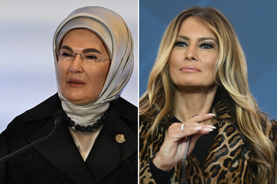 Emine Erdogan (l.) has urged Melania Trump to advocate for the children of Gaza, where the UN has officially declared a famine.
