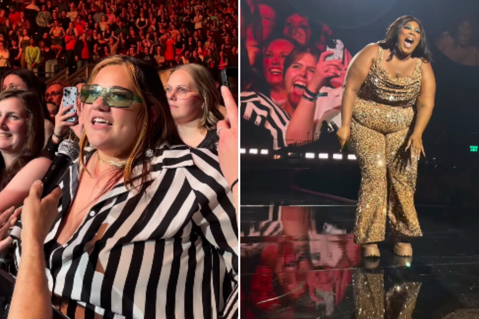Lizzo seals the deal with a kiss as she makes a fan's tattoo wish come true!
