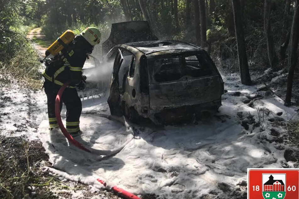 Der Ford brannte komplett aus.