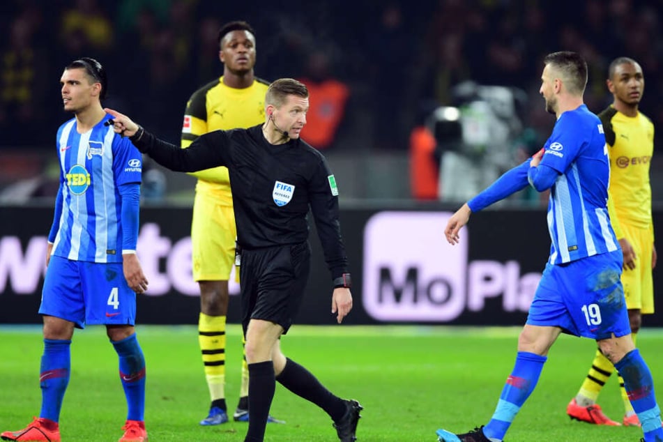 Schiedsrichter Tobias Welz zeigte Vedad Ibisevic die Rote Karte und verwies ihn vom Feld.