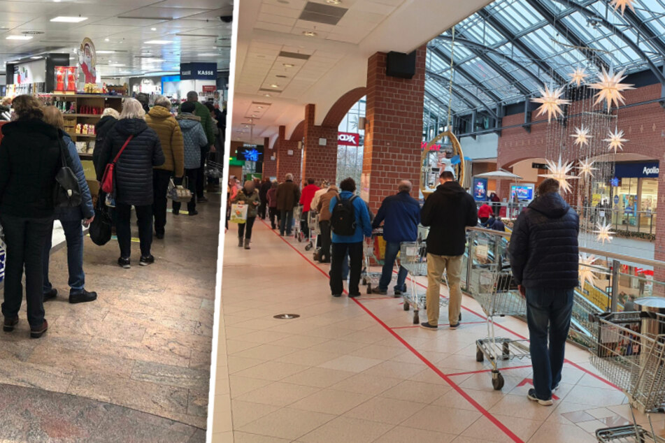 Mega-Andrang in Dresden und Chemnitz! Vor vielen Geschäften bildeten sich am Mittwoch meterlange Warteschlangen.