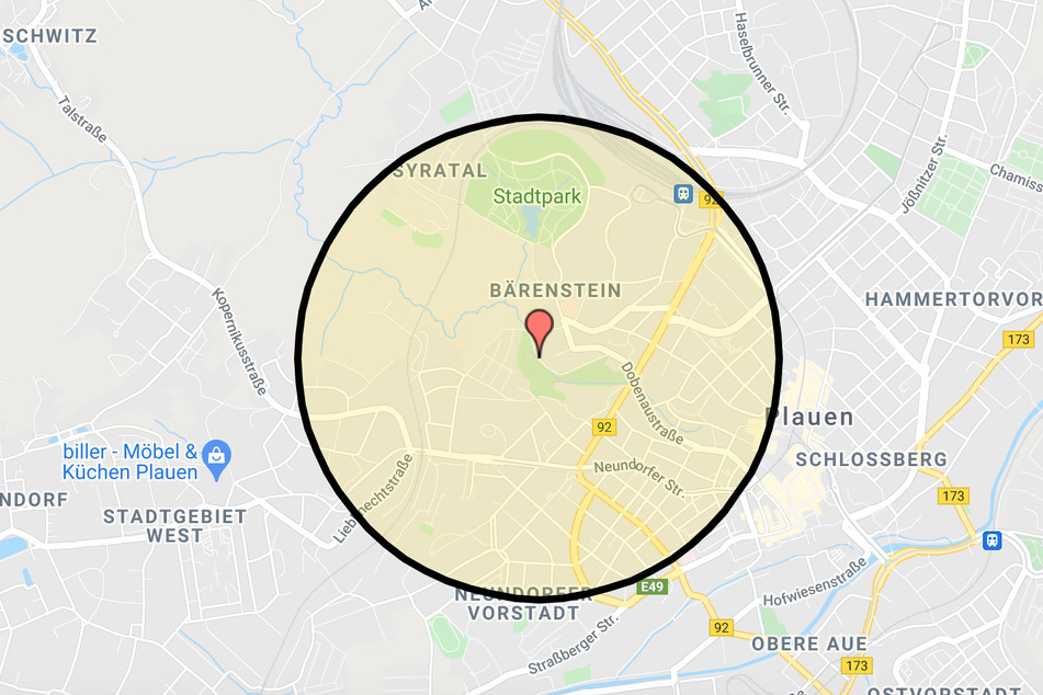 Sollte bei der Untersuchung am Freitag wirklich eine Bombe gefunden werden, droht in dem markierten Gebiet eine Evakuierung.