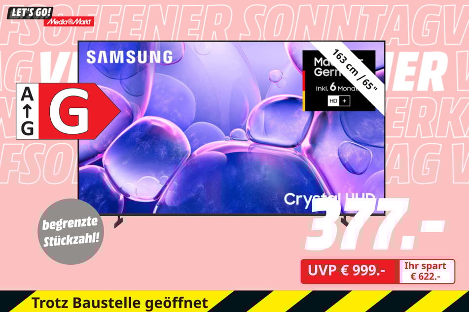 65-Zoll Samsung-Fernseher für 377 statt 999 Euro.