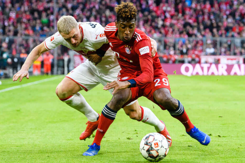 Kingsley Coman (r.) und der FC Bayern München mussten sich ins Zeug legen.
