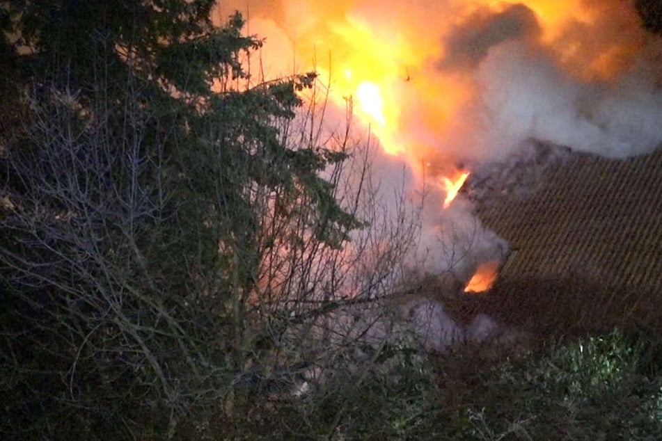 Wie das Foto zeigt, schlugen die Flammen meterhoch in den Himmel.
