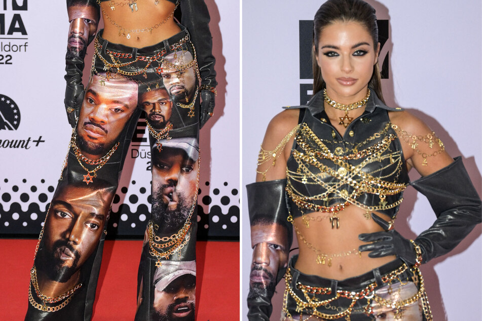 Israeli singer Noa Kirel wore an outfit with the face of Kanye West to the MTV European Music Awards in protest of the rapper's antisemitic statements.