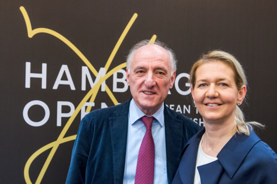Veranstalter Peter-Michael Reichel und seine Tochter Sandra stellten im Februar die Pläne zur Tennis-EM in Hamburg vor.